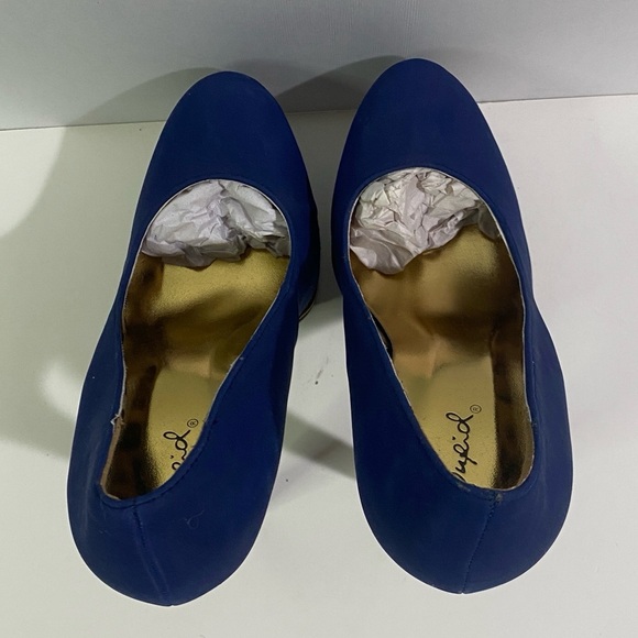 Qupid Women's 8 Blue Heels - Picture 3 of 8